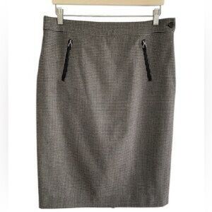 Ralph Lauren Green Label Houndstooth black and white Wool Pencil Skirt Size 10